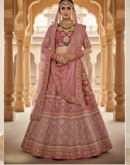 Graceful Mauve Velvet Lehenga with Beaded Embroidery & Dupatta Ethnic Occasion Wear - Buy