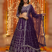Graceful Purple Georgette Lehenga Choli with Hand Embroidery and Sequins Work Party Wear - Buy_4