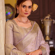 Luxurious Purple Banarasi Satin Silk Saree with Intricate Patterns - Buy_1