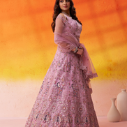 Luxury Net Fabric Lehenga Choli Featuring Intricate Sequins Embroidery with Dupatta - Buy_5