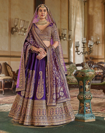 Majestic Art Silk Heavy Work Lehenga Set with Embroidery & Embellishments Ideal for Brides & Bridesmaids - Buy_1