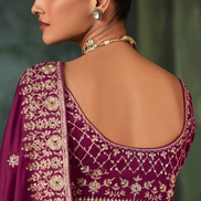 Majestic Magenta Handcrafted Saree Luxurious Aari and Handwork Detailing for Special Occasions - Buy_3