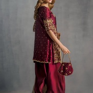Maroon Sequin Embroidered Punjabi Salwar Suit Set with Stylish Dupatta_1