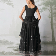 Midnight Muse Black Embroidered Anarkali Set with Graceful Dupatta Timeless Ethnic Charm - Buy_1