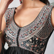 Midnight Muse Black Embroidered Anarkali Set with Graceful Dupatta Timeless Ethnic Charm - Buy_3