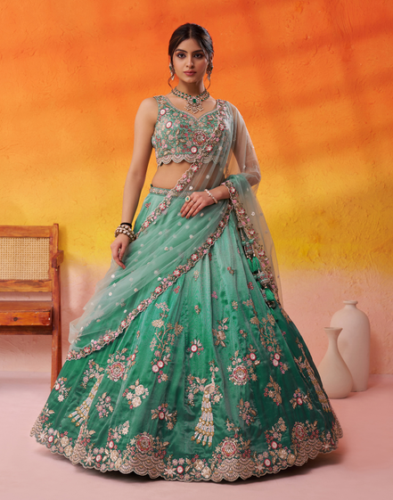 Modern Tissue Fabric Lehenga with Luxe Sequin Embroidery & Dupatta - Buy