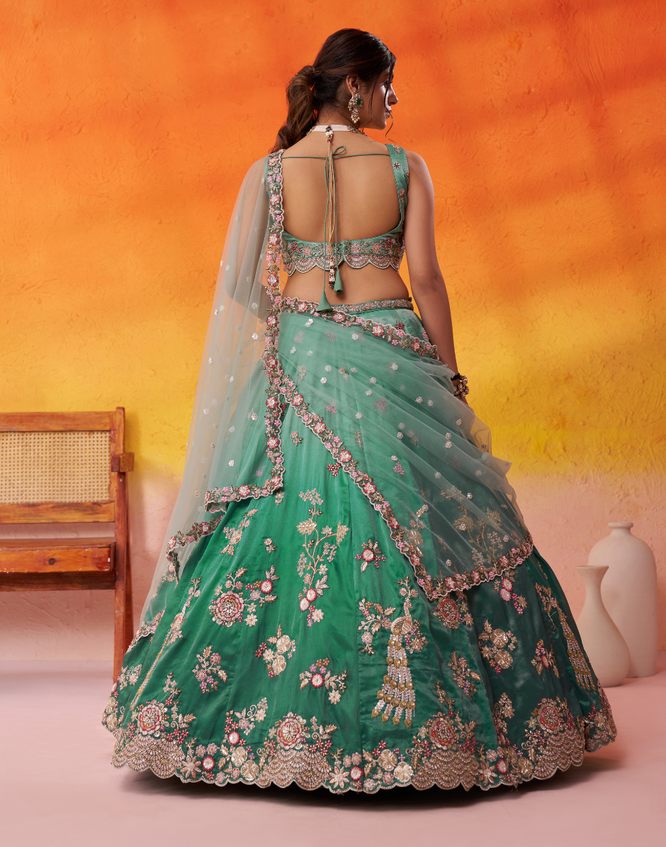 Modern Tissue Fabric Lehenga with Luxe Sequin Embroidery & Dupatta - Buy_1