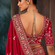Opulent Red Designer Saree Fancy Fabric with Masterful Aari and Hand Embroidery - Buy_2