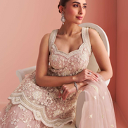 Peach Festive Palazzo Set Embroidered Halter Neck Top with Bead Highlights_2