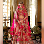 Pink Paisley Pattern Silk Lehenga with Embroidery, Sequin, Pearl & Zari Work Blouse & Dual Dupatta Set - Buy