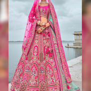 Pink Perfection Bridal Silk Lehenga with Ornate Khatli Handwork & Heavy Embellishments - Buy