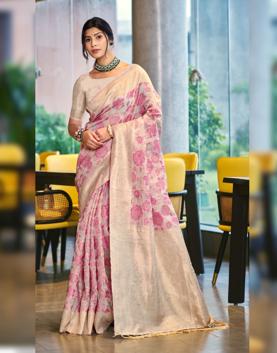 Premium Cotton Silk Self Woven Saree with Matching Blouse Soft, Lightweight & Stylish - Buy_1