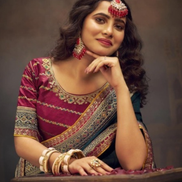 Premium Green Saree Swarovski Sequin Embroidery with Designer Border & Matching Designer Blouse - Buy_1