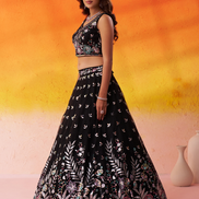 Premium Net Fabric Lehenga Set Featuring Rich Sequins Thread Embroidery - Buy_1