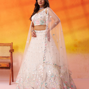 Premium Net Fabric Lehenga Set Featuring Rich Sequins Thread Embroidery - Buy_5