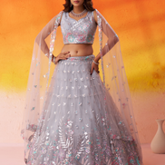 Premium Net Fabric Lehenga Set Featuring Rich Sequins Thread Embroidery - Buy_6