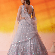 Premium Net Fabric Lehenga Set Featuring Rich Sequins Thread Embroidery - Buy_7
