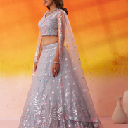 Premium Net Fabric Lehenga Set Featuring Rich Sequins Thread Embroidery - Buy_8