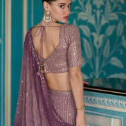 Premium Purple Georgette Palazzo Set with Embroidered Blouse and Dupatta - Buy_1