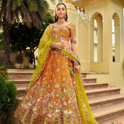 Premium Silk Embroidered Lehenga with Cut Work Border, Weaving Butti & Mirror Work Net Dupatta Set