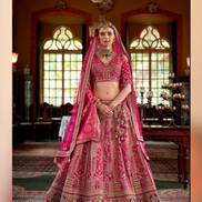 Rani Paisley Silk Lehenga with Zari, Sequin, Pearl & Thread Embroidery Includes Blouse & Dual Dupatta Set - Buy