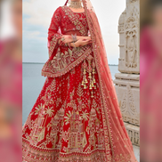 Red Bridal Silk Lehenga with Khatli Handwork Ideal for Weddings & Receptions - Buy