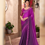 Regal Purple Majestic Shaded Saree with Satin Work Blouse for Women - Buy