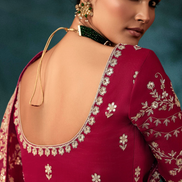 Regal Red Fancy Saree Handcrafted Aari Work with Blouse for Special Occasions - Buy_2