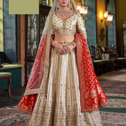 Rich Art Silk Embroidered Lehenga with Net Dupatta Pearl, Thread & Zari Work Finish - Buy