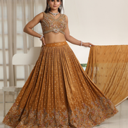 Rich Brown Sequin Embroidered Lehenga Set Blouse & Dupatta Included