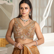 Rich Brown Sequin Embroidered Lehenga Set Blouse & Dupatta Included_1