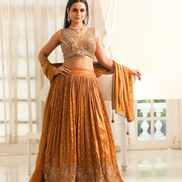 Rich Brown Sequin Embroidered Lehenga Set Blouse & Dupatta Included_2