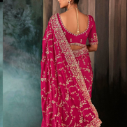 Royal Charm Dark Pink Saree Luxurious Aari & Handcrafted Embroidery for Special Occasions_2