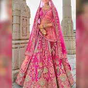 Royal Pink Heavy Silk Lehenga Set with Traditional Khatli Hand Embroidery - Buy