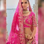 Royal Pink Heavy Silk Lehenga Set with Traditional Khatli Hand Embroidery - Buy_1