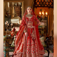 Royal Red Bridal Silk Lehenga with Zari, Sequin, Pearl & Thread Embroidery Includes Blouse & Dual Dupatta Set - Buy