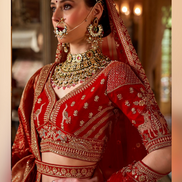 Royal Red Bridal Silk Lehenga with Zari, Sequin, Pearl & Thread Embroidery Includes Blouse & Dual Dupatta Set - Buy_1