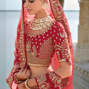 Royal Red Heavy Bridal Silk Lehenga with Stunning Khatli Embroidery - Buy_1