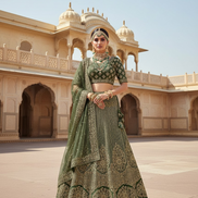 Royal Velvet Sequin Embroidered Lehenga Blouse with Net Dupatta Party & Wedding Wear - Buy_1
