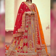 Scarlet Splendor Red Bridal Silk Lehenga with Rich Khatli Embellishments - Buy_1