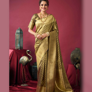 Shimmering Self-Woven Tissue Silk Saree and Blouse Set with Tassel Border Timeless Ethnic Charm - Buy_2