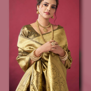 Shimmering Self-Woven Tissue Silk Saree and Blouse Set with Tassel Border Timeless Ethnic Charm - Buy_3