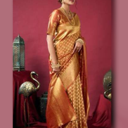 Shimmering Self-Woven Tissue Silk Saree and Blouse Set with Tassel Border Timeless Ethnic Charm - Buy_5