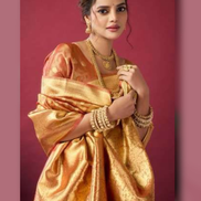 Shimmering Self-Woven Tissue Silk Saree and Blouse Set with Tassel Border Timeless Ethnic Charm - Buy_6