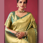 Shimmering Self-Woven Tissue Silk Saree and Blouse Set with Tassel Border Timeless Ethnic Charm - Buy_7