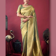 Shimmering Self-Woven Tissue Silk Saree and Blouse Set with Tassel Border Timeless Ethnic Charm - Buy_8
