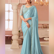 Shimmering Silver Chiffon Saree Ethereal Look for Special Occasions - Buy_2