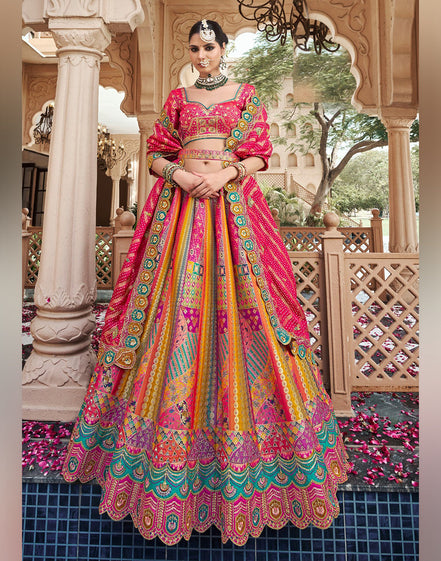 Silk & Sparkle Pink Banarasi Lehenga Blouse Dupatta with Intricate Embellishments - Buy