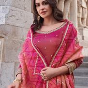 Slay the Season in Pink Embroidered Kurta Set with Palazzo and Dupatta - Buy_2