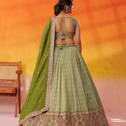 Statement Jacquard Tissue Fabric Lehenga Set with All-Over Sequin Thread Work - Buy_2